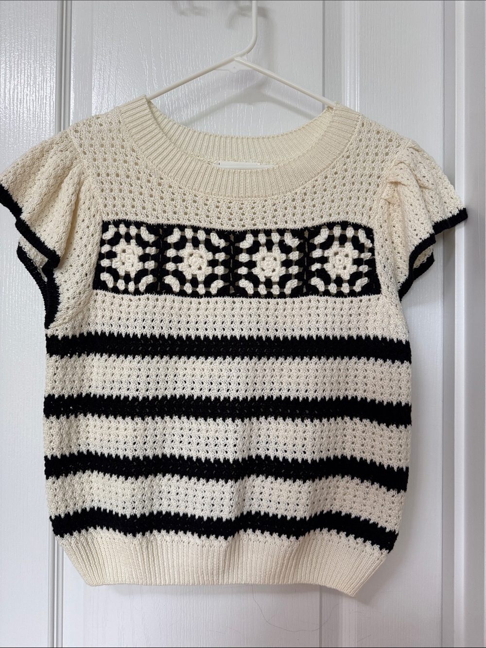 mine Cream Knit Crochet Sweater